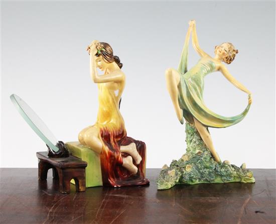 Two Wade Art Deco cellulose glazed figures of Blossoms and Springtime, 1930s, 20cm and 23.5cm